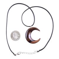 Crescent Moon Necklace, Hand Carved Wooden Moon Pendant, Wood Celestial Necklace, One of a Kind Lunar Jewelry