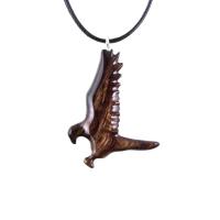 Hand Carved Hawk Pendant, Wooden Falcon Necklace, Wood Bird Necklace, Totem Jewelry for Men or Women, One of a Kind Gift for Him Her