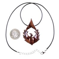 Phoenix Necklace for Men or Women, Hand Carved Wooden Phoenix Rising Pendant, Wood Firebird Necklace, Inspirational Jewelry Gift for Him Her