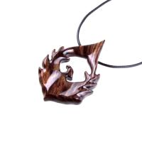 Phoenix Necklace for Men or Women, Hand Carved Wooden Phoenix Rising Pendant, Wood Firebird Necklace, Inspirational Jewelry Gift for Him Her