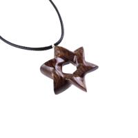 Wooden Star of David Pendant, Hand Carved Jewish Star Necklace, Wood Jewelry for Men or Women, One of a Kind Gift