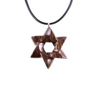 Wooden Star of David Pendant, Hand Carved Jewish Star Necklace, Wood Jewelry for Men or Women, One of a Kind Gift