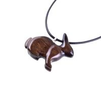 Bunny Necklace, Hand Carved Wooden Rabbit Pendant, Pet Animal Necklace, Wood Jewelry, One of a Kind Gift for Her