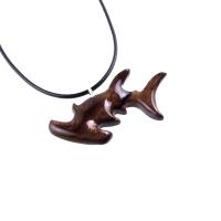 Hammerhead Shark Necklace, Hand Carved Wooden Shark Pendant, Mens Wood Jewelry, Nautical Necklace, Gift for Him