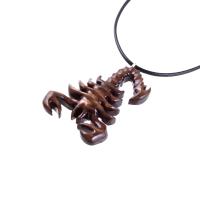 Scorpion Necklace, Wooden Scorpion Pendant, Hand Carved Scorpio Jewelry, Totem Spirit Animal Mens Wood Necklace, Gift for Him