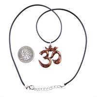 Hand Carved Ohm Necklace, Wooden Om Pendant, Yoga Jewelry for Men Women, Namaste Wood Gift for Him or Her