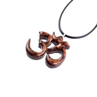 Hand Carved Ohm Necklace, Wooden Om Pendant, Yoga Jewelry for Men Women, Namaste Wood Gift for Him or Her