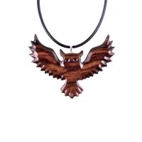 Owl Necklace, Hand Carved Wooden Owl Pendant, Flying Wood Bird Necklace for Men or Women, Totem Spirit Animal Jewelry