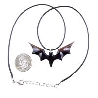 Bat Necklace, Hand Carved Wooden Bat Pendant, Gothic Wood Jewelry Gift for Women Men in Black and Brown