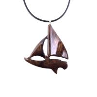 Sailboat Necklace, Hand Carved Wooden Sailboat Pendant, Wood Boat Necklace, Nautical Jewelry for Men or Women, One of a Kind Gift