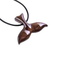 Hand Carved Wooden Whale Tail Pendant Necklace - Men's Nautical Wood Jewelry, Unique Gift for Him