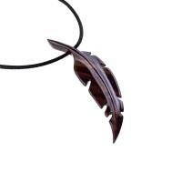 Hand Carved Feather Necklace, Wooden Feather Pendant, Mens Wood Necklace, Tribal Jewelry, One of a Kind Gift for Him