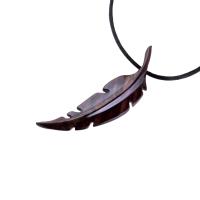 Hand Carved Feather Necklace, Wooden Feather Pendant, Mens Wood Necklace, Tribal Jewelry, One of a Kind Gift for Him