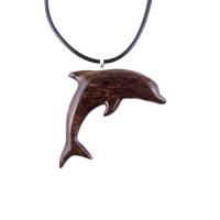 Dolphin Necklace, Hand Carved Wooden Dolphin Pendant, Sea Animal Nautical Wood Jewelry, One of a Kind Gift for Him Her