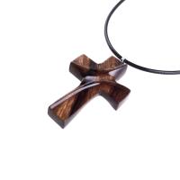 Wood Cross Necklace, Hand Carved Wooden Cross Pendant for Men Women, Handmade Christian Jewelry Gift for Him Her