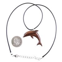 Hand Carved Dolphin Necklace, Wooden Dolphin Pendant for Men Women, Sea Animal Wood Jewelry, Nautical Gift for Him Her