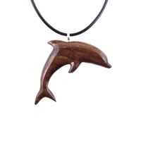 Hand Carved Dolphin Necklace, Wooden Dolphin Pendant for Men Women, Sea Animal Wood Jewelry, Nautical Gift for Him Her