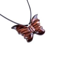 Butterfly Necklace, Hand Carved Wooden Butterfly Pendant, Insect Necklace, Wood Jewelry, One of a Kind Gift for Her