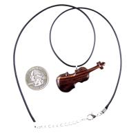 Violin Necklace, Hand Carved Wooden Violin Pendant, Music Instrument Wood Jewelry, One of a Kind Violonist Gift