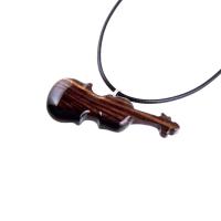 Violin Necklace, Hand Carved Wooden Violin Pendant, Music Instrument Wood Jewelry, One of a Kind Violonist Gift