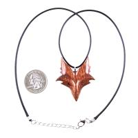 Wooden Fox Pendant, Hand Carved Celtic Fox Necklace, Totem Spirit Animal, One of a Kind Wood Jewelry Gift for Her Him