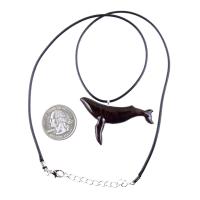Humpback Whale Pendant, Hand Carved Wooden Sea Animal Necklace, Nautical Wood Jewelry, Whale-watcher Gift for Men Women
