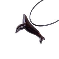 Humpback Whale Pendant, Hand Carved Wooden Sea Animal Necklace, Nautical Wood Jewelry, Whale-watcher Gift for Men Women