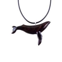 Humpback Whale Pendant, Hand Carved Wooden Sea Animal Necklace, Nautical Wood Jewelry, Whale-watcher Gift for Men Women