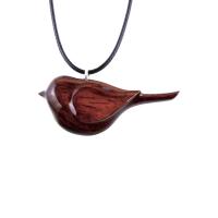 Bird Necklace, Wooden Bird Pendant, Hand Carved Chickadee Necklace, Bird Jewelry, One of a Kind Gift for Her, Wood Jewelry