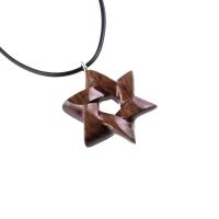 Hand Carved Wooden Star of David Pendant, Jewish Star Necklace for Men or Women, Wood Jewish Jewelry