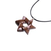 Hand Carved Wooden Star of David Pendant, Jewish Star Necklace for Men or Women, Wood Jewish Jewelry
