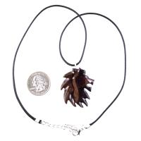 Hand Carved Wooden Lion Head Pendant, Men Wood Necklace, Handmade One of a Kind Leo Jewelry Gift for Him