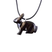 Rabbit Necklace, Hand Carved Wooden Bunny Pendant, Wood Animal Necklace, Pet Animal Totem Jewelry, One of a Kind Gift