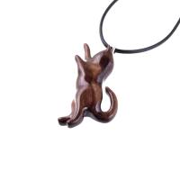 Kitten Necklace, Hand Carved Wooden Cat Pendant, Pet Animal Necklace, Handmade Wood Jewelry, One of a Kind Gift