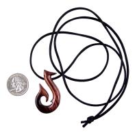 Hand Carved Fish Hook Pendant, Mens Wood Necklace, One of a Kind Wooden Fisherman Jewelry, Gift for Him