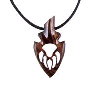 Bear Paw Necklace, Hand Carved Wooden Arrowhead Pendant, Totem Protection Amulet, Bear Jewelry for Men, One of a Kind Gift for Him