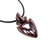Bear Paw Necklace, Hand Carved Wooden Arrowhead Pendant, Totem Protection Amulet, Bear Jewelry for Men, One of a Kind Gift for Him