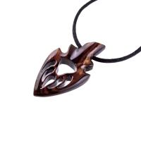 Bear Paw Necklace, Hand Carved Wooden Arrowhead Pendant, Totem Protection Amulet, Bear Jewelry for Men, One of a Kind Gift for Him