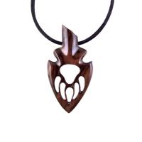 Bear Paw Necklace, Hand Carved Wooden Arrowhead Pendant, Totem Protection Amulet, Bear Jewelry for Men, One of a Kind Gift for Him