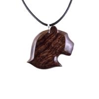 Jaguar Head Pendant, Hand Carved Panther Necklace, Wooden Cougar Necklace, Spirit Animal Totem Wood Jewelry