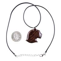 Jaguar Head Pendant, Hand Carved Panther Necklace, Wooden Cougar Necklace, Spirit Animal Totem Wood Jewelry