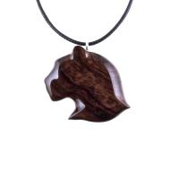 Jaguar Head Pendant, Hand Carved Panther Necklace, Wooden Cougar Necklace, Spirit Animal Totem Wood Jewelry