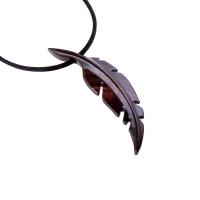Hand Carved Feather Necklace, Wooden Feather Pendant, Mens Wood Necklace, Tribal Jewelry, One of a Kind Gift for Him