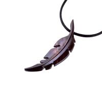 Hand Carved Feather Necklace, Wooden Feather Pendant, Mens Wood Necklace, Tribal Jewelry, One of a Kind Gift for Him