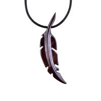 Hand Carved Feather Necklace, Wooden Feather Pendant, Mens Wood Necklace, Tribal Jewelry, One of a Kind Gift for Him
