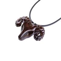 Hand Carved Wooden Ram Pendant Necklace, Handmade Animal Aries Wood Jewelry, One-of-a-kind Gift for Him