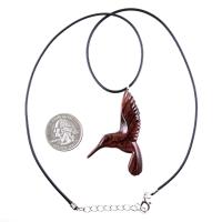 Hand Carved Wooden Hummingbird Pendant, Hummingbird Necklace, Wood Bird Jewelry, One of a Kind Gift for Her