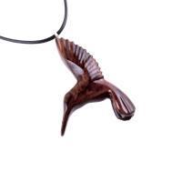 Hand Carved Wooden Hummingbird Pendant, Hummingbird Necklace, Wood Bird Jewelry, One of a Kind Gift for Her