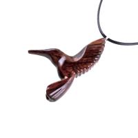 Hand Carved Wooden Hummingbird Pendant, Hummingbird Necklace, Wood Bird Jewelry, One of a Kind Gift for Her