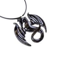 Dragon Necklace for Men Women, Hand Carved Wooden Dragon Pendant, Fantasy Wood Jewelry Gift for Her Him